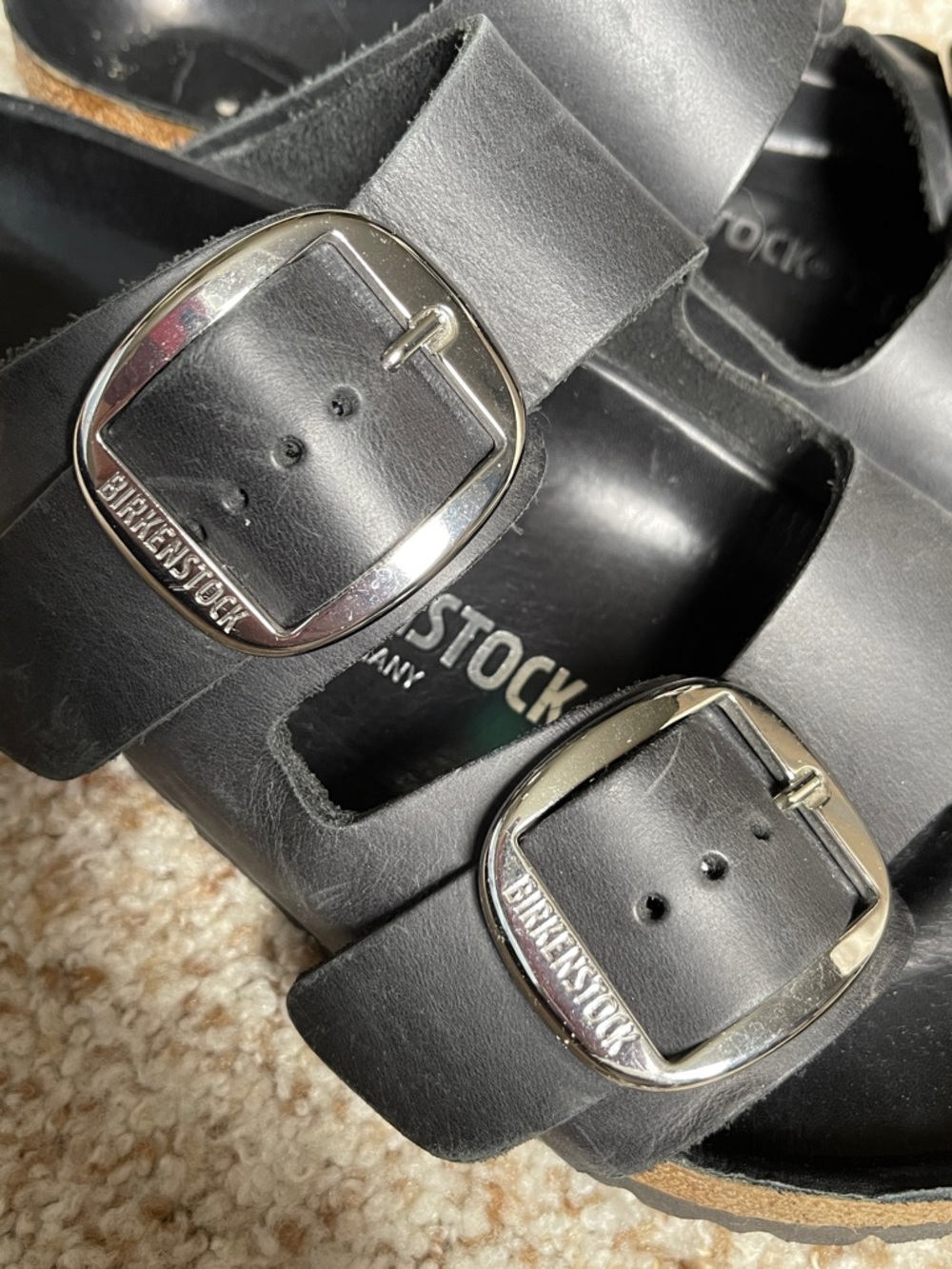 Birkenstock Double Buckle Arizona Sandals Black Size 39 - Picture 7 of 9